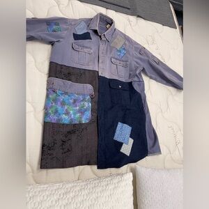 One of a kind coat. Special ordered with recycled materials size 3x Trench Coat